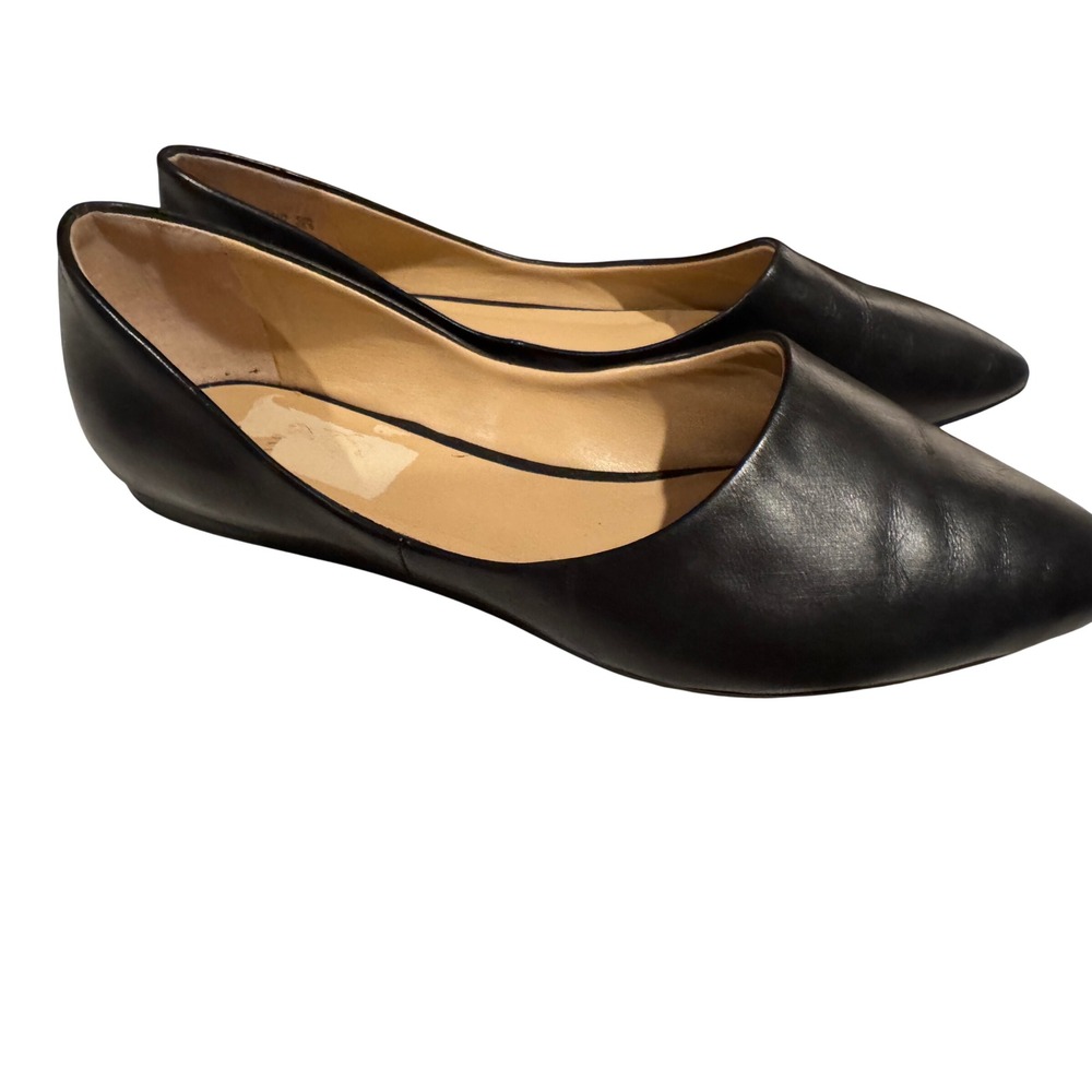 Franco Sarto Hazeline Black Leather Pointed Toe Flats Shoes Mens 8.5 M